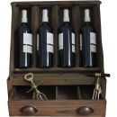 Weinstand Weinregal für 4 Flaschen mit Schublade