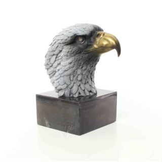 Gro&szlig;e farbige Bronze eines Adlerkopfes