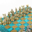 Bronze Schach Türkis inkl. Schachfiguren Sparta Krieger Set